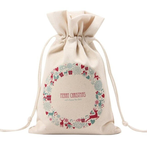 16x23.5cm Christmas Sacks Candy Bags Canvas Santa Sacks Xmas Gift Stocking Bag Christmas New Year Decorations For Home