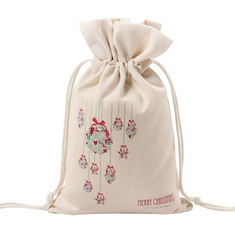 16x23.5cm Christmas Sacks Candy Bags Canvas Santa Sacks Xmas Gift Stocking Bag Christmas New Year Decorations For Home