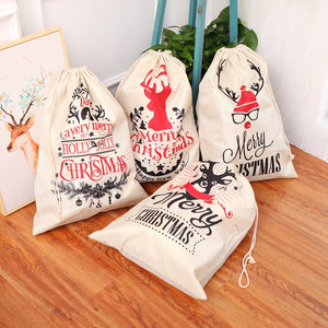 OUYXR 1Pc Large Christmas Santa Sack Deer Drawstring Canvas Santa Bag New Year Christmas Decorations for Home Stockings Gift Bag