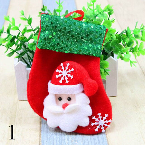 1pc Christmas Stocking Chrismas Decoration Sock for Home Christmas Tree Ornaments Gift Holders For Kids New Year Gift Bags