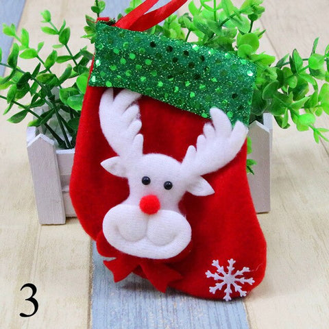 1pc Christmas Stocking Chrismas Decoration Sock for Home Christmas Tree Ornaments Gift Holders For Kids New Year Gift Bags