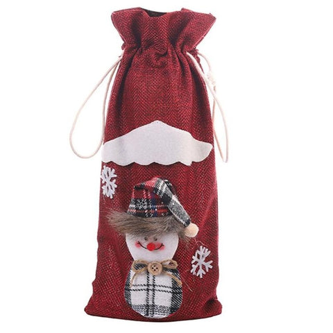 Wine Bottle Cover New Year Snowman Stocking Gift Holders Creative Cartoon Red Wine Bottle Cover Bag Christmas Dinner Table Decor