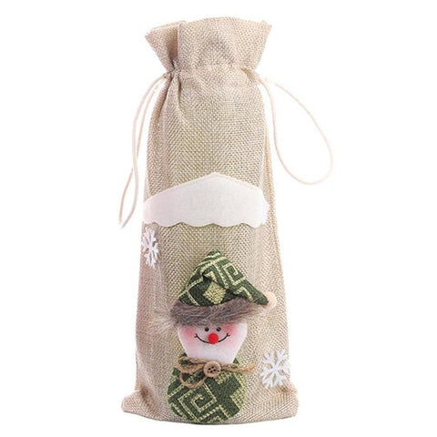 Wine Bottle Cover New Year Snowman Stocking Gift Holders Creative Cartoon Red Wine Bottle Cover Bag Christmas Dinner Table Decor