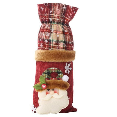 Wine Bottle Cover New Year Snowman Stocking Gift Holders Creative Cartoon Red Wine Bottle Cover Bag Christmas Dinner Table Decor