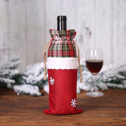 Wine Bottle Cover New Year Snowman Stocking Gift Holders Creative Cartoon Red Wine Bottle Cover Bag Christmas Dinner Table Decor