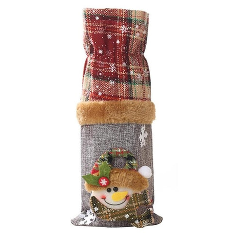 Wine Bottle Cover New Year Snowman Stocking Gift Holders Creative Cartoon Red Wine Bottle Cover Bag Christmas Dinner Table Decor