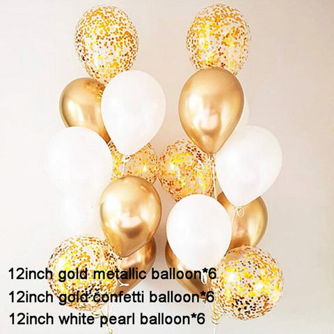 20pcs Rose Gold Mixed Confetti Balloons Birthday Party Decorations Kids Adult Baby Boy Girl Babyshower Wedding Ballons Decor 1st