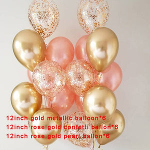 20pcs Rose Gold Mixed Confetti Balloons Birthday Party Decorations Kids Adult Baby Boy Girl Babyshower Wedding Ballons Decor 1st