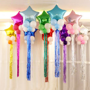 Balloons Ribbons Rain Colored Laser Ribbon Wedding Opening Birthday Party Decoration Gifts Air Balloon Wrapping Tap DIY