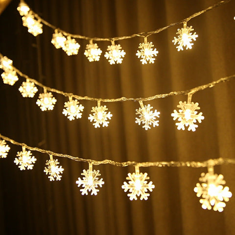 LED Snowflake String Lights Snow Fairy Light Garland Decoration for Christmas tree New Year Room Valentine's day Battery Operate