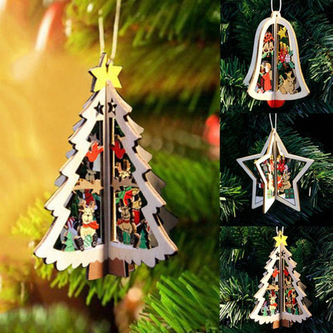 44 Styles Natural Wooden Christmas Tree Pendant Xmas Navidad Ornaments DIY Craft New Year Gifts Christmas Decoration for Home