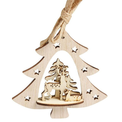 44 Styles Natural Wooden Christmas Tree Pendant Xmas Navidad Ornaments DIY Craft New Year Gifts Christmas Decoration for Home