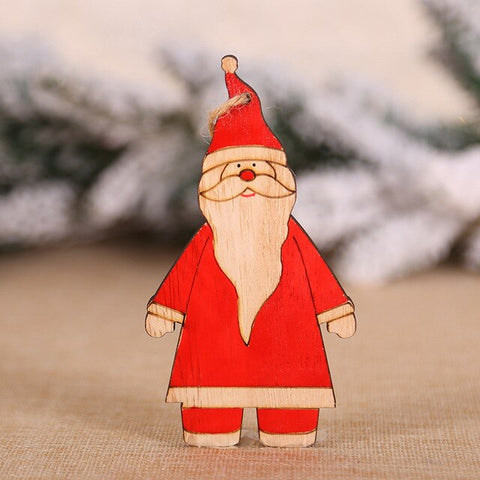 100Pcs Wooden Christmas Decorations Mini Tree Ornaments Santa Claus Snowman Deer Xmas Party Decoration For Home New Year