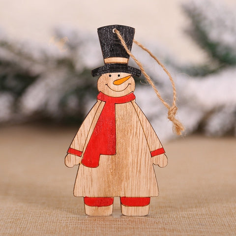 100Pcs Wooden Christmas Decorations Mini Tree Ornaments Santa Claus Snowman Deer Xmas Party Decoration For Home New Year