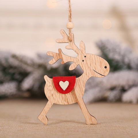 100Pcs Wooden Christmas Decorations Mini Tree Ornaments Santa Claus Snowman Deer Xmas Party Decoration For Home New Year