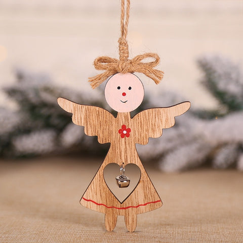 100Pcs Wooden Christmas Decorations Mini Tree Ornaments Santa Claus Snowman Deer Xmas Party Decoration For Home New Year