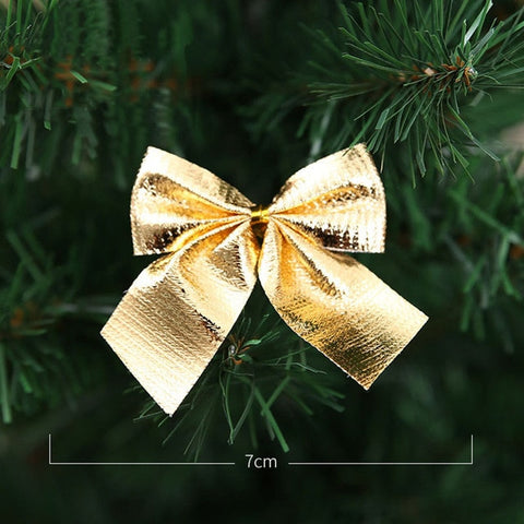 New Year 12pcs Xmas Christmas Decoration for Home Party Bowknots Baubles Pretty Gold Bowknots Christmas Ornament Tree Decoration