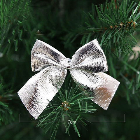 New Year 12pcs Xmas Christmas Decoration for Home Party Bowknots Baubles Pretty Gold Bowknots Christmas Ornament Tree Decoration