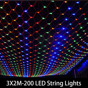 Tail Plug 3*2M 200 LED Wedding Garden New Year Net Mesh Garland LED Christmas Decoration Outdoor Fairy String Light EU US Plug