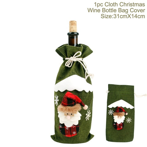 FengRise Christmas Wine Bottle Decoration Santa Claus Bottle Cover Christmas Stockings Gift Holders Xmas Tableware New Year Gift