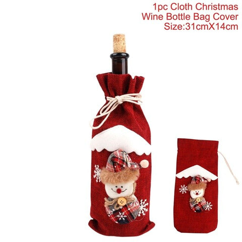 FengRise Christmas Wine Bottle Decoration Santa Claus Bottle Cover Christmas Stockings Gift Holders Xmas Tableware New Year Gift