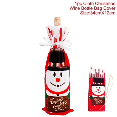 FengRise Christmas Wine Bottle Decoration Santa Claus Bottle Cover Christmas Stockings Gift Holders Xmas Tableware New Year Gift