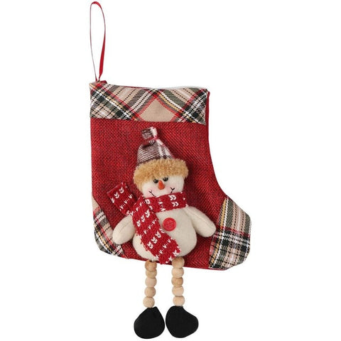 OurWarm Large Christmas Stocking Santa Claus Sock Plaid Burlap Gift Holder Christmas Tree Decoration New Year Gift Candy Bags