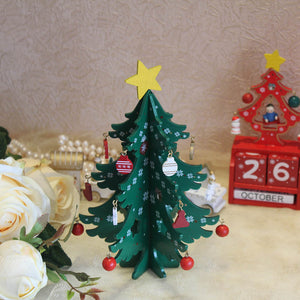 20CM Mini Wooden Merry Christmas Tree Table Decor Xmas Tree Ornaments Christmas Decoration Happy New Year Home Decor Gift