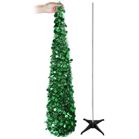 OurWarm Decoration Christmas 150cm Bling Sequins Christmas Tree Artificial Tinsel Pop Up Xmas Tree New Year Christmas Decor