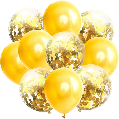 10Pcs Mixed Gold Confetti Balloons Birthday Party Decoration Kids Adult Metallic Balloon Air Ball Birthday Ballon Decor Baloon