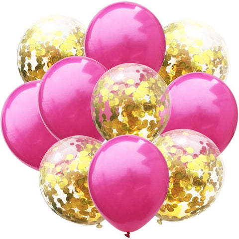 10Pcs Mixed Gold Confetti Balloons Birthday Party Decoration Kids Adult Metallic Balloon Air Ball Birthday Ballon Decor Baloon