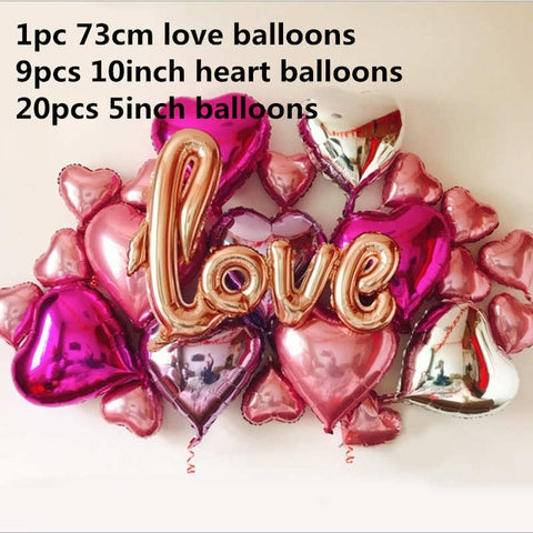 30pcs/lot Wedding Decoration Balloons Lot Aluminium Foil Ballon Birthday Party Decorations Adult Valentine's Day Party Supplies