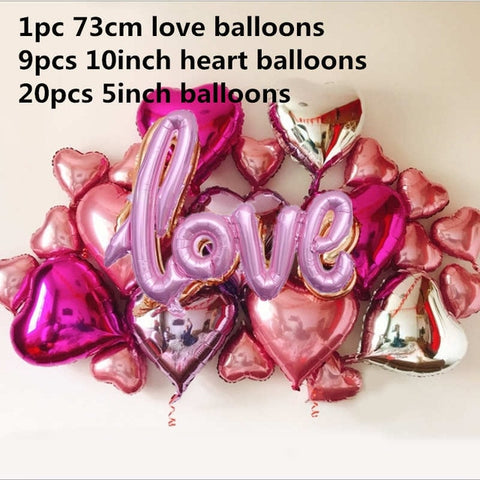 30pcs/lot Wedding Decoration Balloons Lot Aluminium Foil Ballon Birthday Party Decorations Adult Valentine's Day Party Supplies