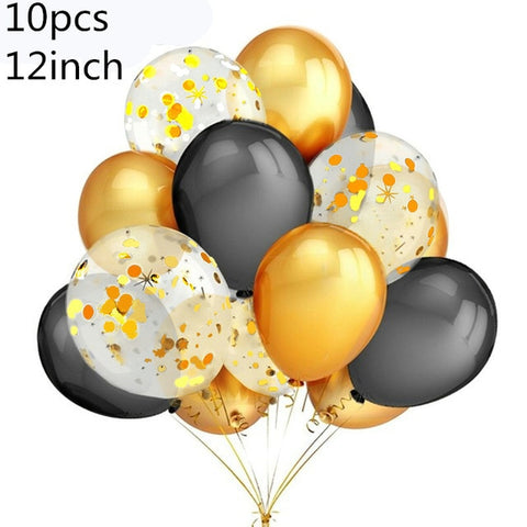 10Pcs Mixed Gold Confetti Balloons Birthday Party Decoration Kids Adult Metallic Balloon Air Ball Birthday Ballon Decor Baloon