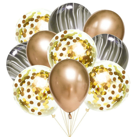 10Pcs Mixed Gold Confetti Balloons Birthday Party Decoration Kids Adult Metallic Balloon Air Ball Birthday Ballon Decor Baloon